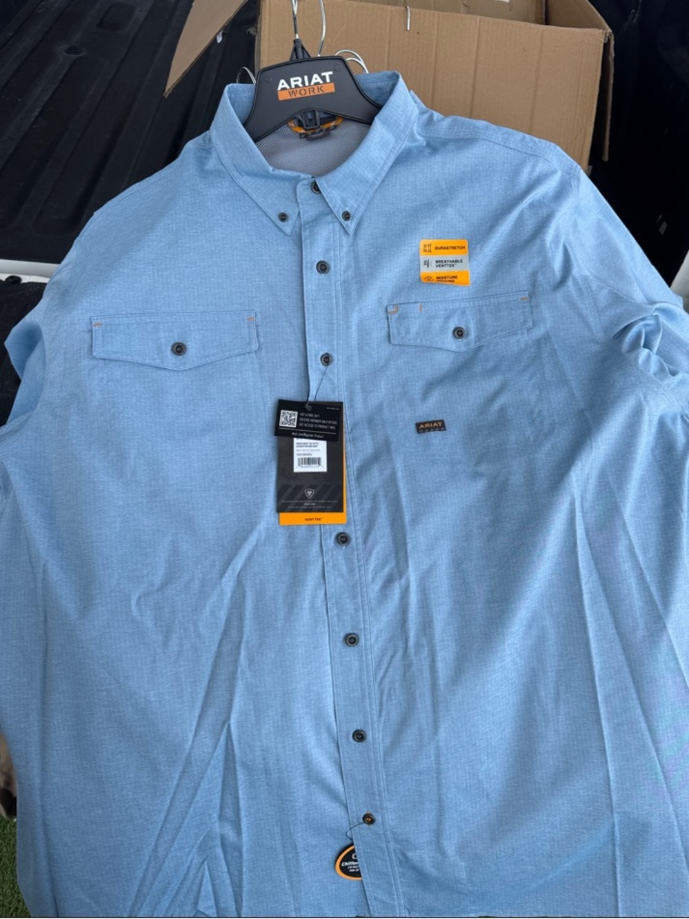 Ariat Men’s Sky Blue Long-Sleeve Button-Down Work Shirt